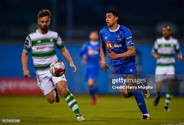 Dublin , Ireland - 11 May 2018; Greg Bolger of Shamrock Rovers in action against Courtney Duffus of Waterford during the SSE Airtricity League...