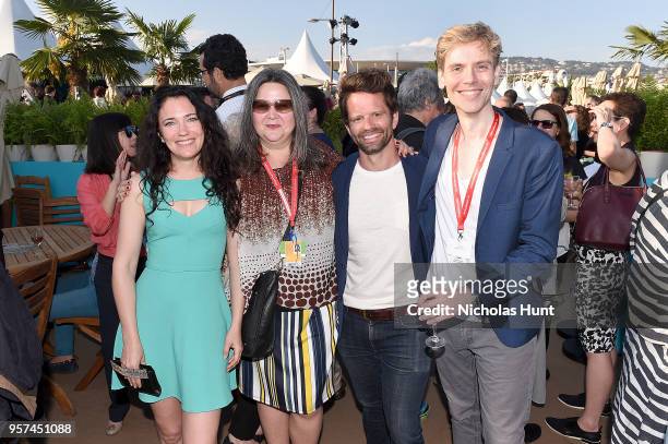 April Mullen, Marina Cordoni, Tim Doiron and Stefano Defray attend the TIFF & OMDC cocktail event at the Cannes Film Festival on May 11, 2018 in...