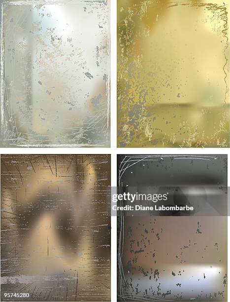 vier metallic hintergrund mit grunge-effekte in gold, kupfer und bronze - bronze stock-grafiken, -clipart, -cartoons und -symbole