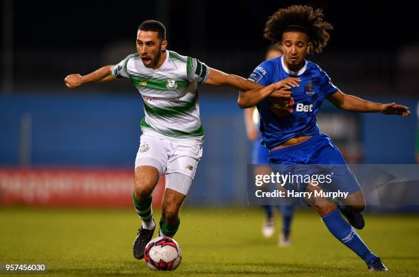 Dublin , Ireland - 11 May 2018; Roberto Lopes of Shamrock Rovers in action against Bastien Hery of Waterford during the SSE Airtricity League Premier...