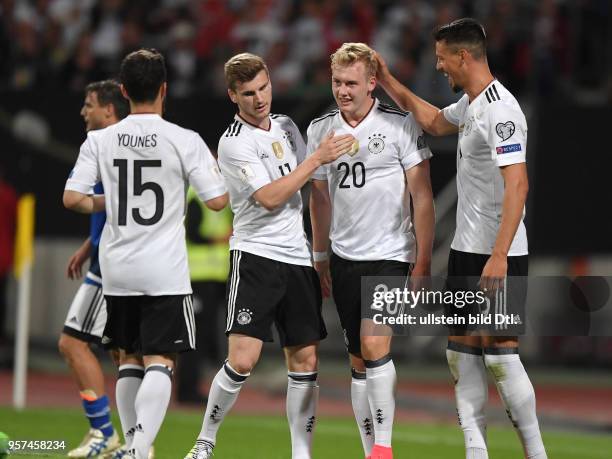 Fussball Nationalmannschaft 2017, WM Qualifikationsspiel, Deutschland - San Marino 7-0, Jubel Sandro Wagner , Julian Brandt , Timo Werner , Amin...