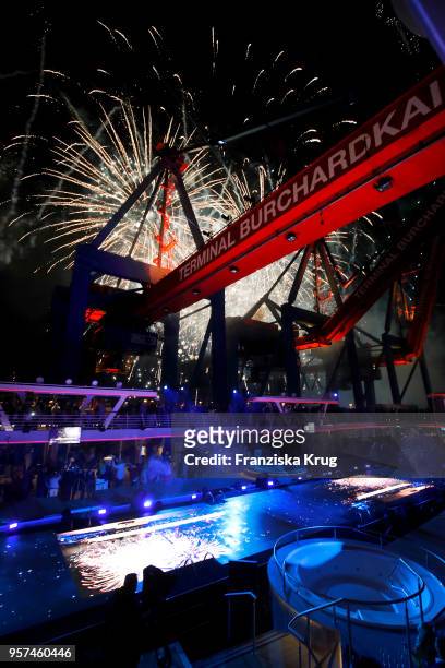 Firework of the naming ceremony of the cruise ship 'Mein Schiff 1' at Terminal Burchardkai on May 11, 2018 in Hamburg, Germany.