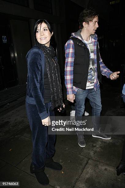 Kym Marsh and Danny Jones sighted leaving BBC Radio One Studios on January 13, 2010 in London, England.