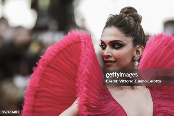 Actress Deepika Padukone attends the screening of "Ash Is The Purest White " during the 71st annual Cannes Film Festival at Palais des Festivals on...