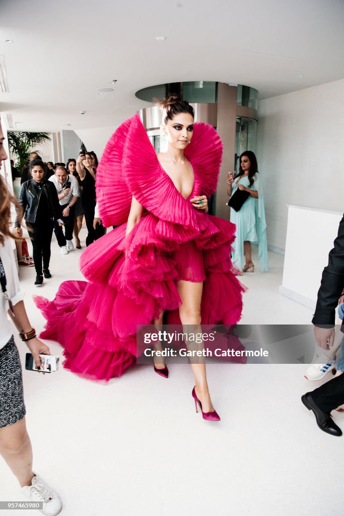 Deepika Padukone is seen leaving the Martinez Hotel ahead of the 'Ash