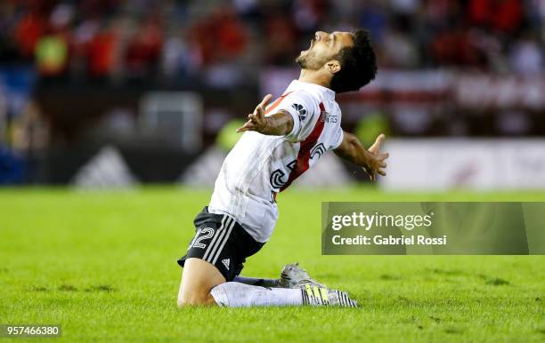 Ignacio Scocco of River Plate celebrates after scoring the second goal of his team during a match between River Plate and Estudiantes de La Plata as...