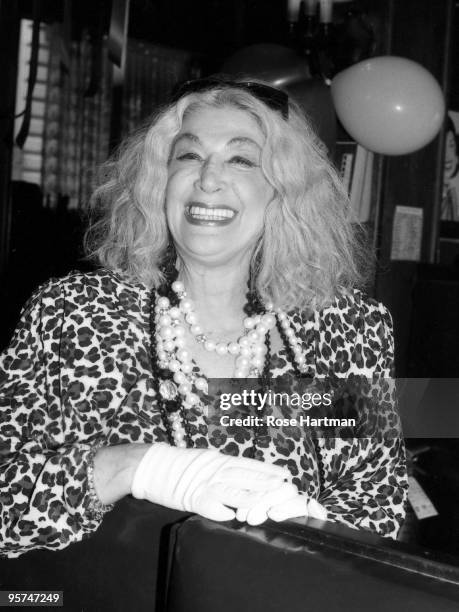 Actress Sylvia Miles at cocktail party at Sardi's in circa 1982 in New York City, New York.
