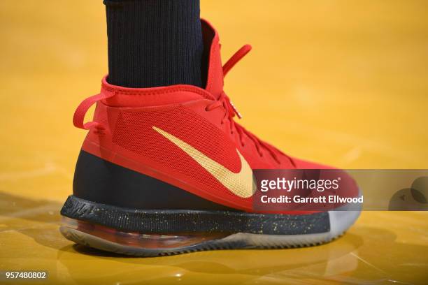 Sneakers of Anthony Davis of the New Orleans Pelicans during the game against the Golden State Warriors in Game Five of the Western Conference...