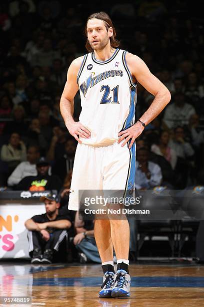 Fabricio Oberto of the Washington Wizards stands on the court during the game against the San Antonio Spurs on January 2, 2010 at the Verizon Center...
