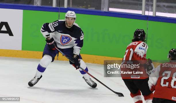 Yohann Auvitu of France in action during the 2018 IIHF Ice Hockey World Championship Group A between Austria and France at Royal Arena on May 11,...