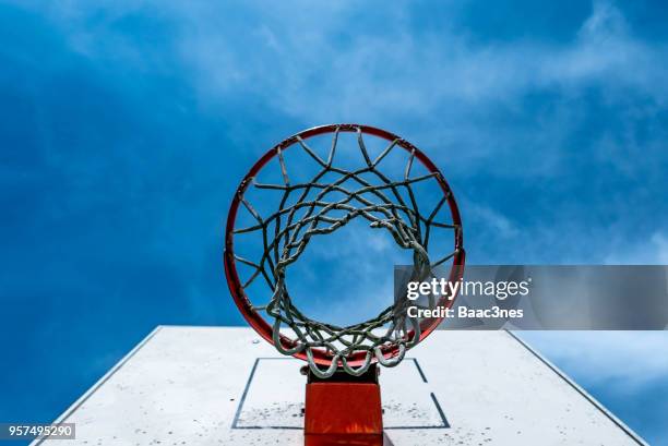 close-up of basketball hoop - canasta de baloncesto fotografías e imágenes de stock