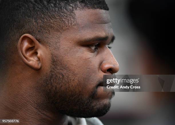 Denver Broncos rookie running back David Williams talks to the press at Dove Valley May 11, 2018.