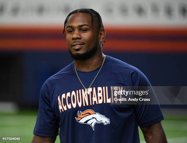 Denver Broncos rookie outside linebacker Keishawn Bierria at Dove Valley May 11, 2018.