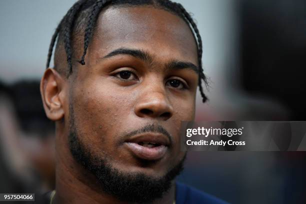 Denver Broncos rookie outside linebacker Keishawn Bierria at Dove Valley May 11, 2018.