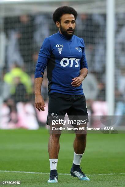 Ikechi Anya of Derby County during the Sky Bet Championship Play Off Semi Final:First Leg match between Derby County and Fulham at iPro Stadium on...