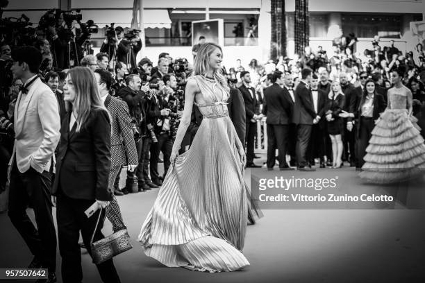 May 08: Romee Strijd attends the screening of "Everybody Knows " and the opening gala during the 71st annual Cannes Film Festival at Palais des...