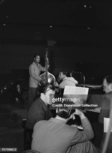 Portrait of Eddy Duchin, Wesley Prince, Nat King Cole, and Oscar Moore, New York, N.Y., ca. July 1946.