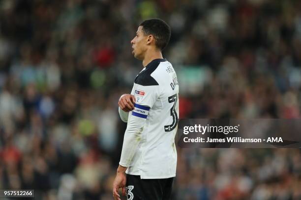 Curtis Davies of Derby County during the Sky Bet Championship Play Off Semi Final:First Leg match between Derby County and Fulham at iPro Stadium on...