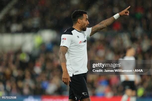 Tom Huddlestone of Derby County during the Sky Bet Championship Play Off Semi Final:First Leg match between Derby County and Fulham at iPro Stadium...
