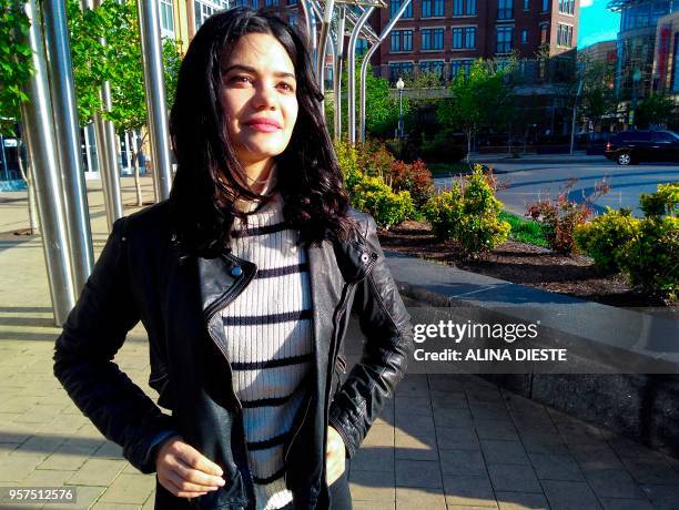 Cuban born actress Alina Robert poses for a photo in Washington, DC on April 29, 2018. - Alina Robert is a Cuban who arrived in Miami looking for a...