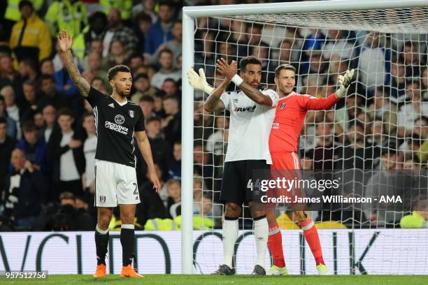 Tom Huddlestone of Derby County and Marcus Bettinelli of Fulham during the Sky Bet Championship Play Off Semi Final:First Leg match between Derby...