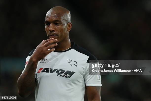 Andre Wisdom of Derby County during the Sky Bet Championship Play Off Semi Final:First Leg match between Derby County and Fulham at iPro Stadium on...
