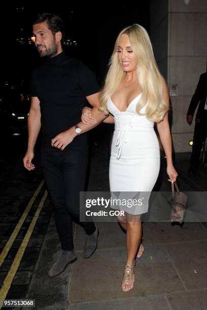 Amber Turner and Dan Edgar leaving Nobu Park Lane in Mayfair on May 11, 2018 in London, England.