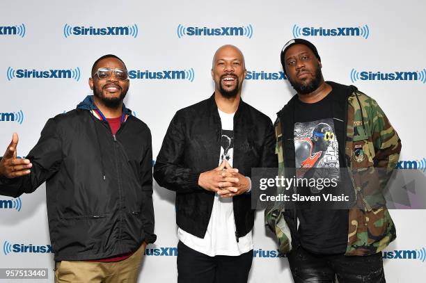 Karriem Riggins, Common and Robert Glasper of hip hop/R&B group August Greene visit SiriusXM Studios on May 11, 2018 in New York City.