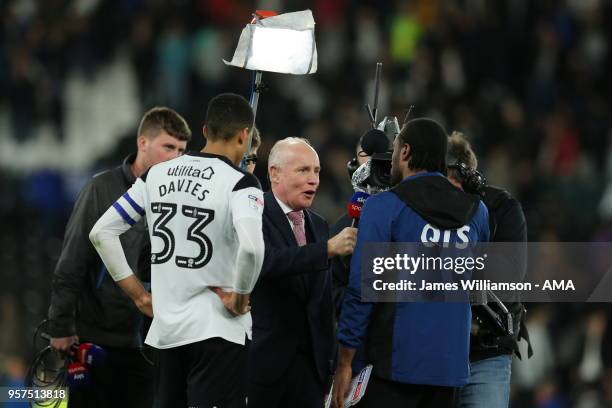 Curtis Davies of Derby County and Cameron Jerome of Derby County interviewed by Sky Sports during the Sky Bet Championship Play Off Semi Final:First...