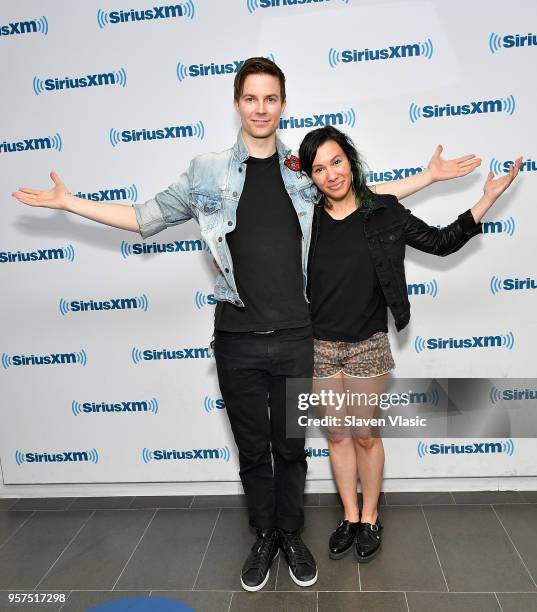 Matt Johnson and Kim Schifino of indie electronic duo Matt & Kim visit SiriusXM Studios on May 11, 2018 in New York City.