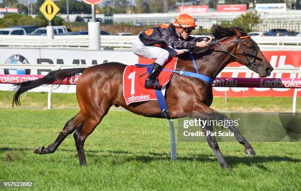 Rock Hard ridden by Chris Caserta wins the Ladbrokes Back Yourself Plate at Caulfield Racecourse on May 12, 2018 in Caulfield, Australia.