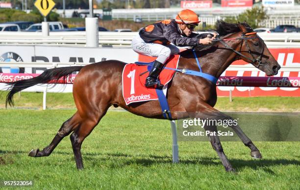 Rock Hard ridden by Chris Caserta wins the Ladbrokes Back Yourself Plate at Caulfield Racecourse on May 12, 2018 in Caulfield, Australia.