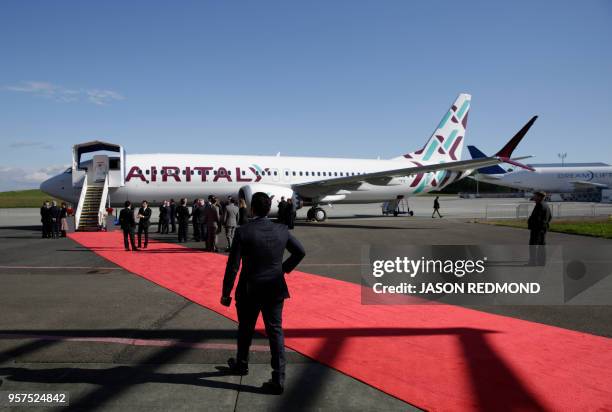 New Air Italy Boeing 737 MAX 8 is pictured as Boeing Commercial Airplanes, Qatar Airways and Air Italy celebrate the delivery of their first 737 MAX...