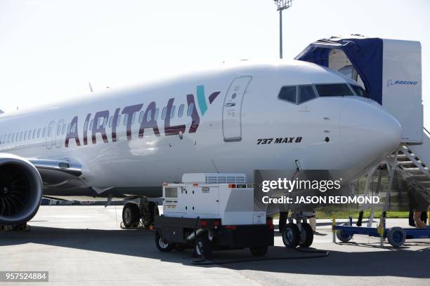 New Air Italy Boeing 737 MAX 8 is pictured as Boeing Commercial Airplanes, Qatar Airways and Air Italy celebrate the delivery of their first 737 MAX...