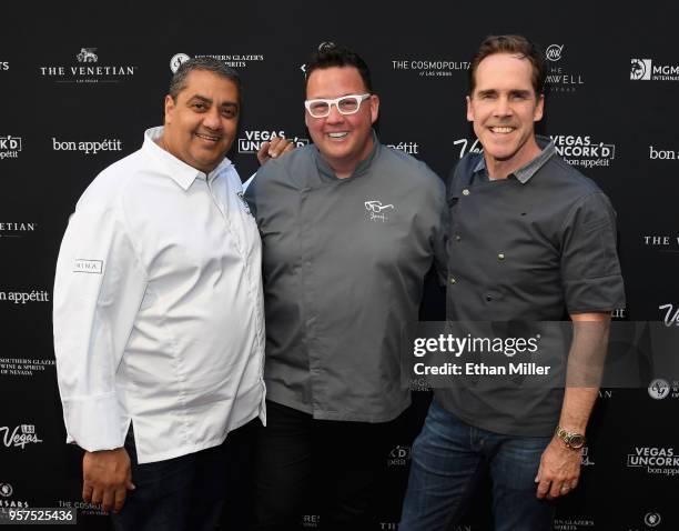 Chef Michael Mina, Coast owner and chef Graham Elliot and Sage executive chef Shawn McClain attend the 12th annual Vegas Uncork'd by Bon Appetit...