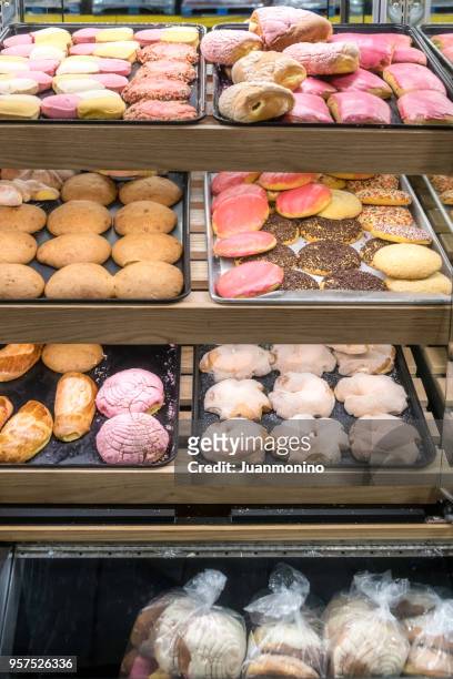 mexican "pan dulce" for sale - sweet bread stock pictures, royalty-free photos & images