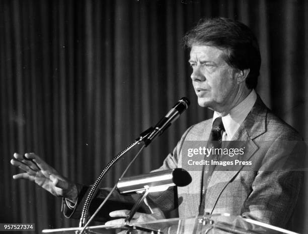 Democratic presidential nominee Jimmy Carter speaks circa May 1976 in Los Angeles.