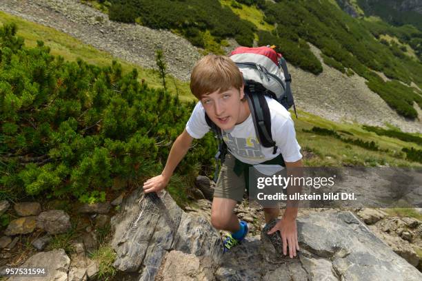 Roter westlicher Wanderweg zum Gipfel Giewont, Hohe Tatra, Polen