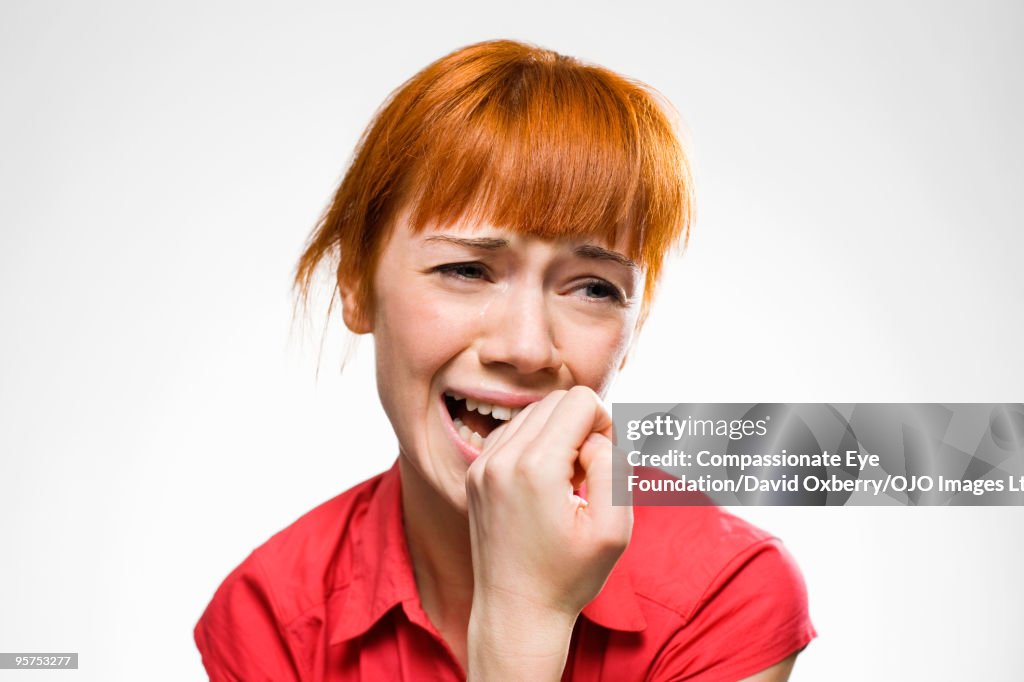 Portrait of woman crying