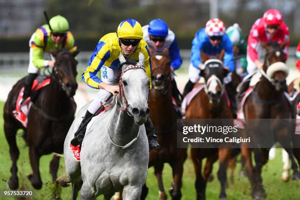 Ethan Brown riding Platinum Angel wins Race 4 during Melbourne Racing at Caulfield Racecourse on May 12, 2018 in Melbourne, Australia.