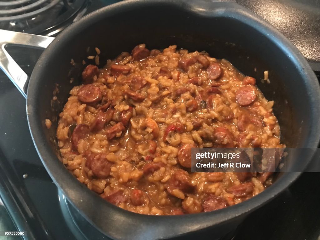 Homemade Crawfish and Sausage Gumbo Cooking