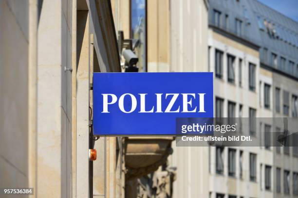 Schild, Polizei, Leipzig, Sachsen, Deutschland