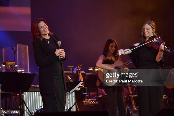 Rosanne Cash performs with students at the Berklee College of Music Commencement Concert at Agganis Arena at Boston University on May 11, 2018 in...