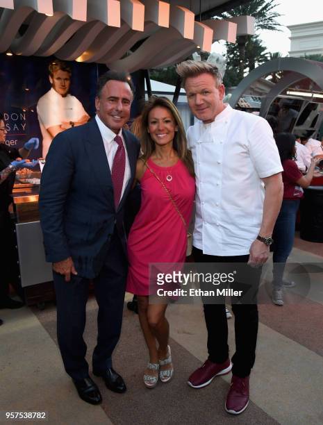 Caesars Entertainment Corp. CEO Mark Frissora, Dominique Schwartz and chef and television personality Gordon Ramsay attend the 12th annual Vegas...