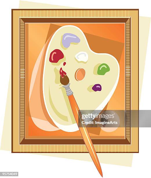 painter's pallet masterpiece - wall hanging stock illustrations