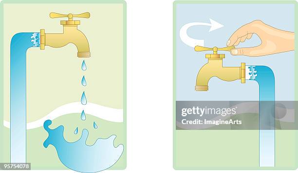 dripping faucet turned off - lawn care stock illustrations