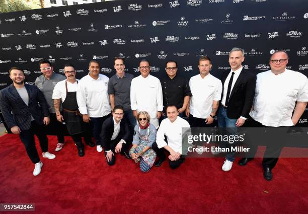 Food Innovative Group Chief Business Officer Craig Kostelic and chefs Graham Elliot, Mike Minor, Michael Mina, Shawn McClain, Masaharu Morimoto, Roy...