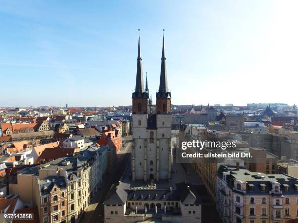 Halle Saale Marktplatz Kirche " Unser lieben Frauen " Marktkirche Stadtansicht Innenstadt Luftaufnahme Drohnenaufnahme Drohnenbild Drohnenfoto...