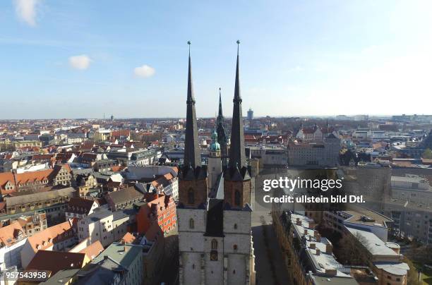 Halle Saale Marktplatz Kirche " Unser lieben Frauen " Marktkirche Stadtansicht Innenstadt Luftaufnahme Drohnenaufnahme Drohnenbild Drohnenfoto...