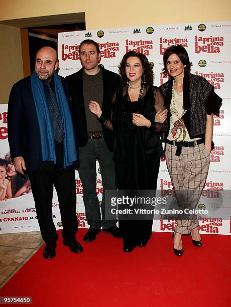 Paolo Virzi, Valerio Mastandrea, Stefania Sandrelli, Claudia Pandolfi attend 'La Prima Cosa Bella' Milan Premiere on January 13, 2010 in Milan, Italy.
